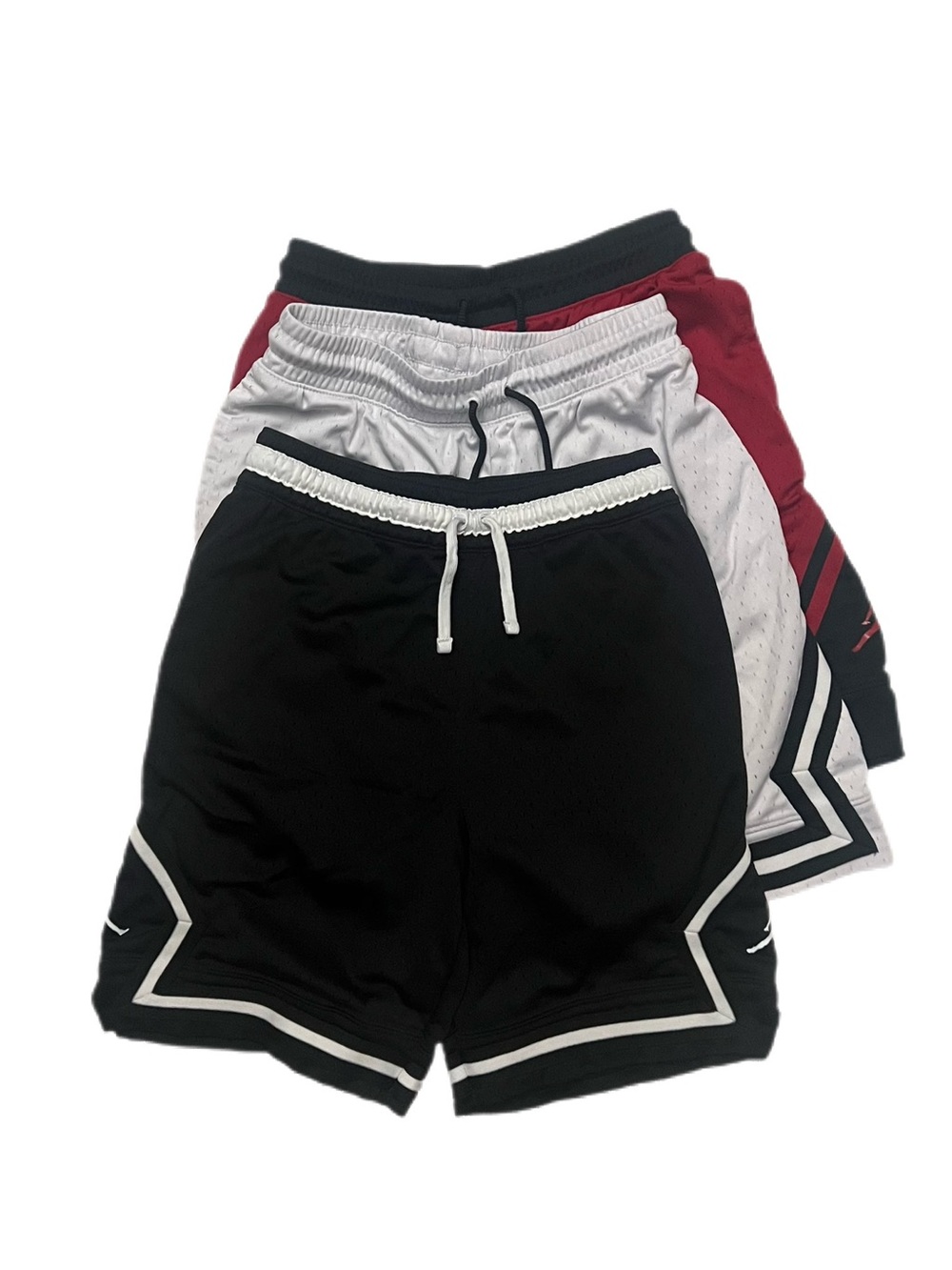 Jordan Kids Three-Pack Athletic Shorts — Black, White & Red